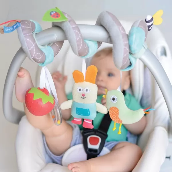 Taf Toys Garden Spiral  Babys Fun Accessory for Car Seat ampamp Pram Etc Hanging Rattling Toys Easier Parenting Keeps Your Baby Happy Ideal Gift Soother Strawberry Shape Case for Easier OutdoorsGray