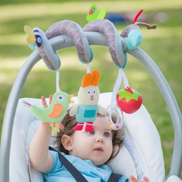 Taf Toys Garden Spiral  Babys Fun Accessory for Car Seat ampamp Pram Etc Hanging Rattling Toys Easier Parenting Keeps Your Baby Happy Ideal Gift Soother Strawberry Shape Case for Easier OutdoorsGray