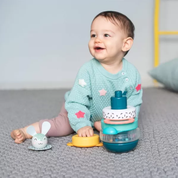 Taf Toys Hunny Bunny Baby Stacker  5 Pieces Captivating Stacker Rings and a Friendly Bunny Character  BPA Free Developmental Toddler Toy