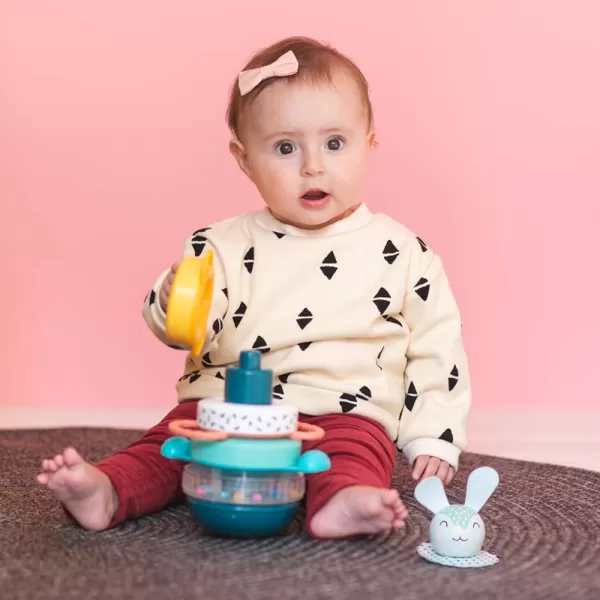 Taf Toys Hunny Bunny Baby Stacker  5 Pieces Captivating Stacker Rings and a Friendly Bunny Character  BPA Free Developmental Toddler Toy