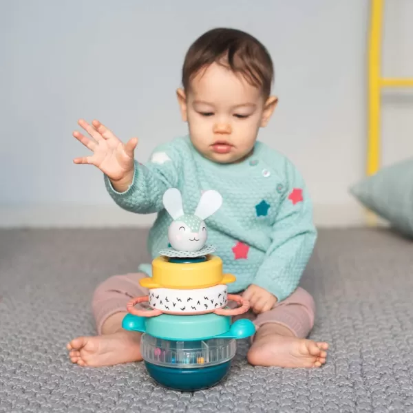 Taf Toys Hunny Bunny Baby Stacker  5 Pieces Captivating Stacker Rings and a Friendly Bunny Character  BPA Free Developmental Toddler Toy