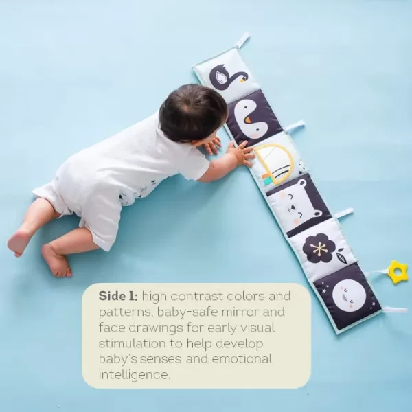 Taf Toys Newborn Soft Activity Book Black ampamp White High Contrast Baby Book Infant Sensory Toys Tummy Time Soft Cloth Books for Babies Textured Fabric Crinkling Shapes Patterns 012 Months Newborn ToysNorth Pole