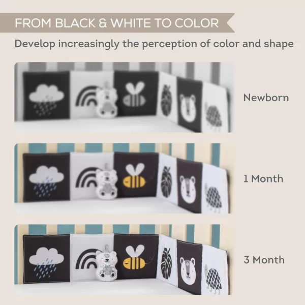 Taf Toys Newborn Soft Activity Book Black ampamp White High Contrast Baby Book Infant Sensory Toys Tummy Time Soft Cloth Books for Babies Textured Fabric Crinkling Shapes Patterns 012 Months Newborn ToysBlack  White