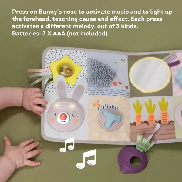 Taf Toys Newborns ampamp Toddlers Busy Board with Music ampamp Lights 13 Montessori Activities Baby Safe Mirror 3D Activities Textures ampamp a Baby Teether Develops Motor Skills Senses ampamp Eye Hand Coordination