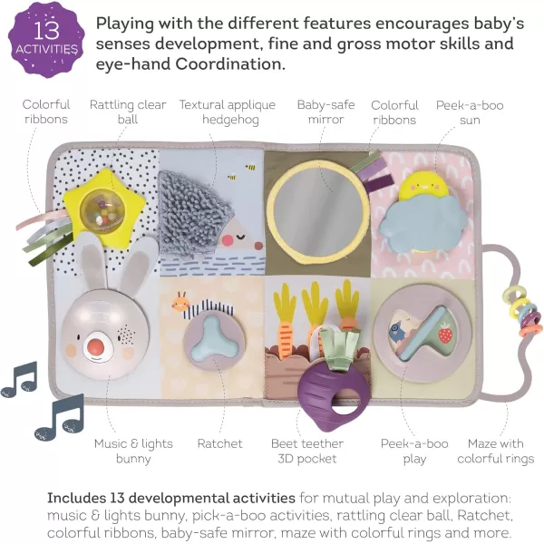 Taf Toys Newborns ampamp Toddlers Busy Board with Music ampamp Lights 13 Montessori Activities Baby Safe Mirror 3D Activities Textures ampamp a Baby Teether Develops Motor Skills Senses ampamp Eye Hand Coordination
