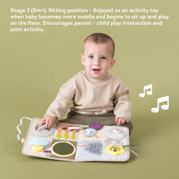 Taf Toys Newborns ampamp Toddlers Busy Board with Music ampamp Lights 13 Montessori Activities Baby Safe Mirror 3D Activities Textures ampamp a Baby Teether Develops Motor Skills Senses ampamp Eye Hand Coordination