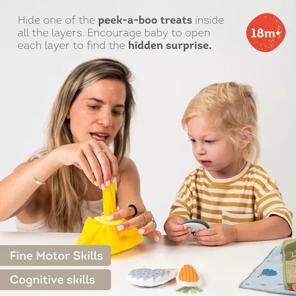 Taf Toys PeekaBoo Whats Inside Sensory Toy for Babies 18 Months ampamp up Montessori Tissue Toy for Color Matching ampamp Fine Motor Skills Development Baby Toy with Hidden Activity Toys