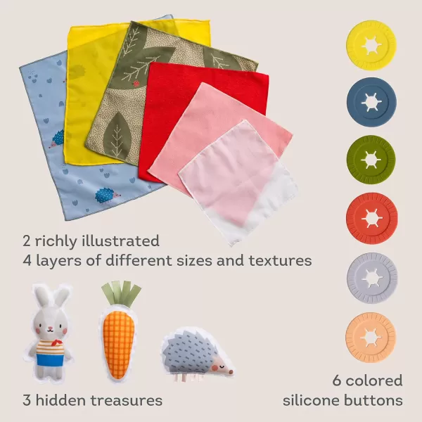 Taf Toys PeekaBoo Whats Inside Sensory Toy for Babies 18 Months ampamp up Montessori Tissue Toy for Color Matching ampamp Fine Motor Skills Development Baby Toy with Hidden Activity Toys