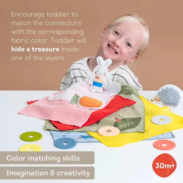 Taf Toys PeekaBoo Whats Inside Sensory Toy for Babies 18 Months ampamp up Montessori Tissue Toy for Color Matching ampamp Fine Motor Skills Development Baby Toy with Hidden Activity Toys