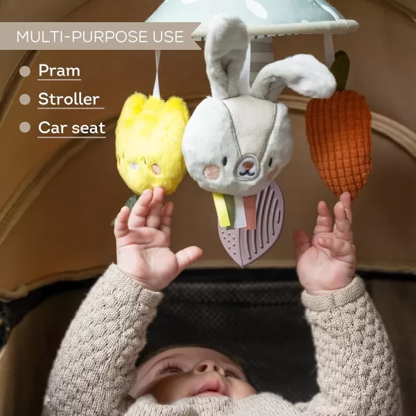 Taf Toys Pram Mobile  Colorful and Interactive Baby Stroller Mobile with Chime Bells Teether and Hanging Dolls  Lightweight Easy Attach Developmental Toy for Babys Senses and Motor Skills