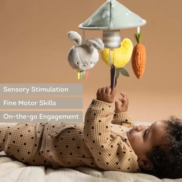 Taf Toys Pram Mobile  Colorful and Interactive Baby Stroller Mobile with Chime Bells Teether and Hanging Dolls  Lightweight Easy Attach Developmental Toy for Babys Senses and Motor Skills