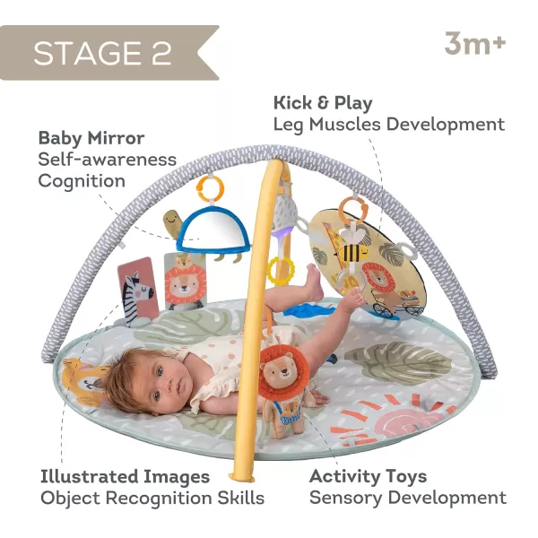 Taf Toys Savannah 360 Activity Gym with Music ampamp Light ampamp 20 Playful Activities Thickly Padded with Soft Mat and a Unique Crinkle Toy for a Variety of Body Positioning for Newborn and Up