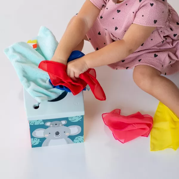 Taf Toys Sensory Crinkle Tissue Box for Toddlers STEM Montessori Toy with Colorful Soft Scarves and Crinkling BlankiesCrinkle Tissue Box