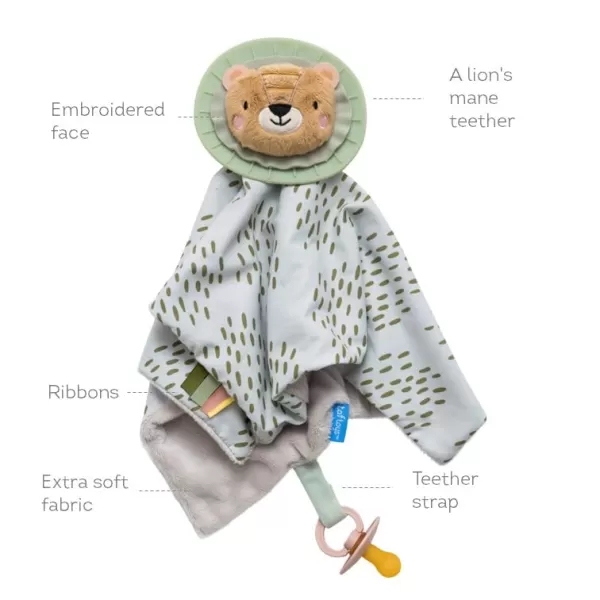 Taf Toys Soft Security Blanket with Pacifier Holder ampamp Mane Teether Baby Lovey Unisex Lovie Baby Gifts for Newborn Boys and Girls Snuggle Toy Baby Lion Stuffed Animal for Ages 024 MonthsBaby Lion