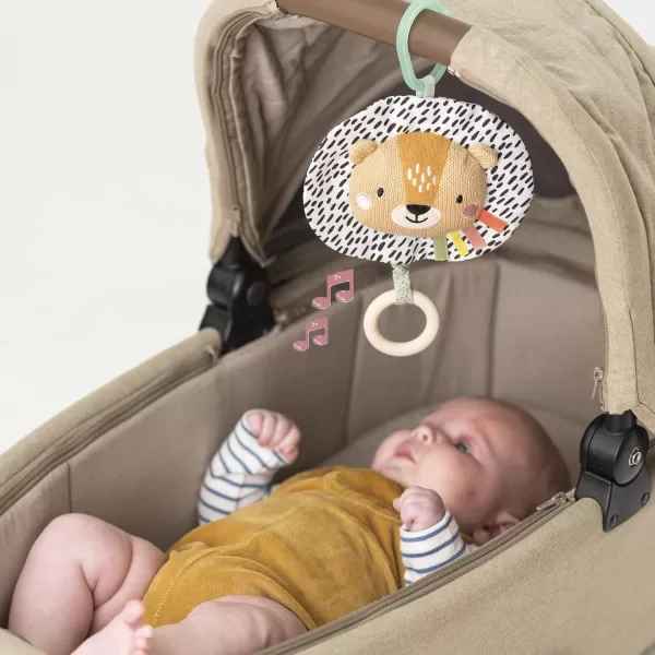 Taf Toys Soothing Musical Pulldown Toy with Multitextures ampamp Wooden Teether Attaches to Crib Stroller and Car Seat Develop Babys Senses and Cognitive Skills Harry Musical LionHarry Musical Lion