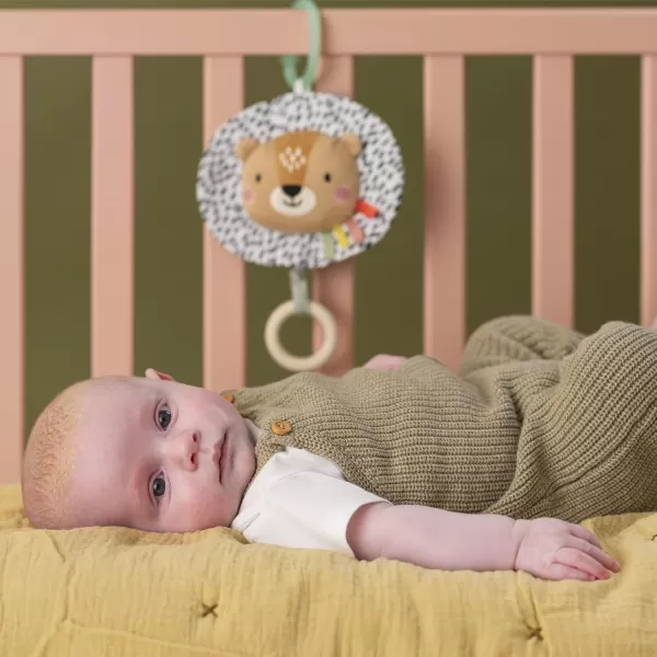 Taf Toys Soothing Musical Pulldown Toy with Multitextures ampamp Wooden Teether Attaches to Crib Stroller and Car Seat Develop Babys Senses and Cognitive Skills Harry Musical LionHarry Musical Lion