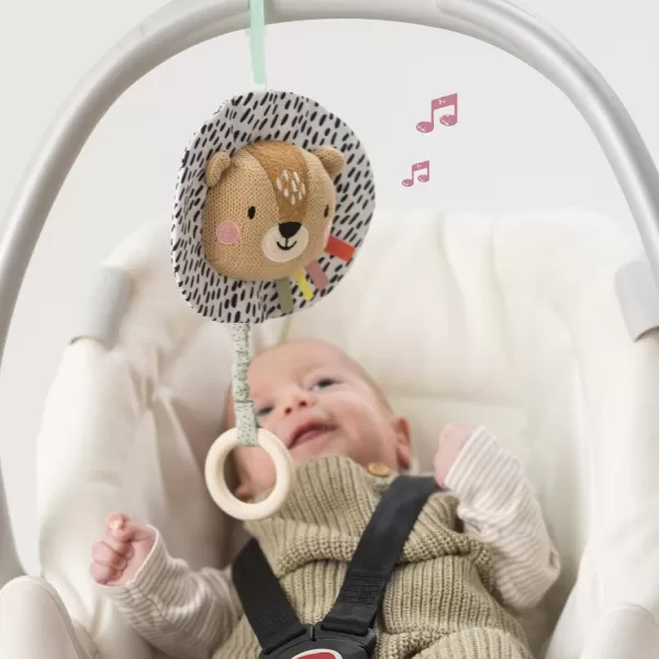Taf Toys Soothing Musical Pulldown Toy with Multitextures ampamp Wooden Teether Attaches to Crib Stroller and Car Seat Develop Babys Senses and Cognitive Skills Harry Musical LionHarry Musical Lion