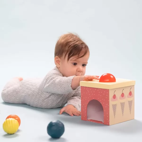 Taf Toys Toddlers Object Permanence Ball Drop Stacker Made of Strong ampamp Durable Cardboard Box ampamp Plastic Cover Perfect Developmental Toy for TummyTime