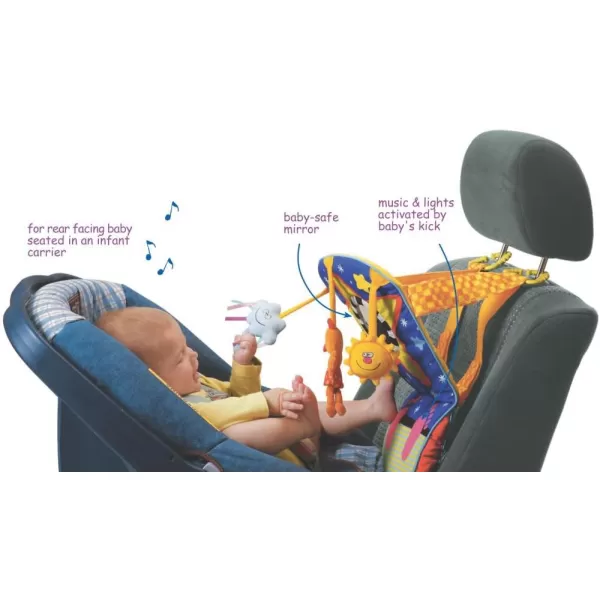 Taf Toys Toe Time Infant Car Seat Toy  Kick and Play Activity Center with Music Lights Mirror and Jingling Toys  Fun Travel Baby Toy for Rear Car Seat  Easier Drive with Newborns Babies