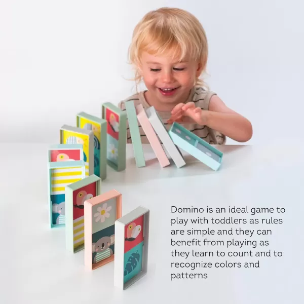 Taf Toys Train Dominoes Set Tile Board Game Domino Rally Games with Colorful XL Domino Blocks for Toddlers ampamp Kids 30 Months ampamp Up Learn to Count Match ampamp Name Colors Classic Domino PlayXl Domino