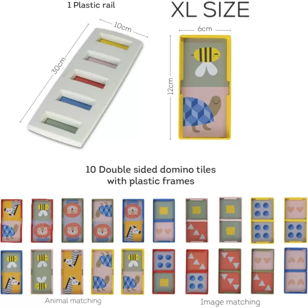 Taf Toys Train Dominoes Set Tile Board Game Domino Rally Games with Colorful XL Domino Blocks for Toddlers ampamp Kids 30 Months ampamp Up Learn to Count Match ampamp Name Colors Classic Domino PlayMy 1st Domino