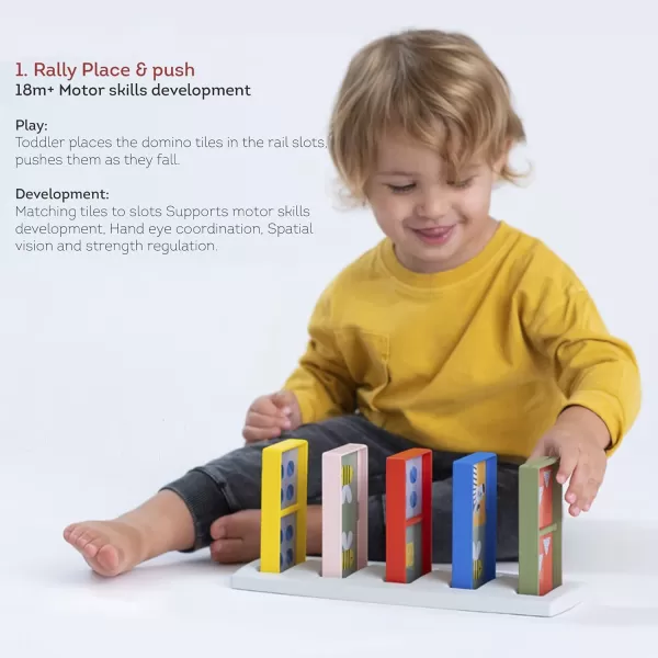 Taf Toys Train Dominoes Set Tile Board Game Domino Rally Games with Colorful XL Domino Blocks for Toddlers ampamp Kids 30 Months ampamp Up Learn to Count Match ampamp Name Colors Classic Domino PlayMy 1st Domino