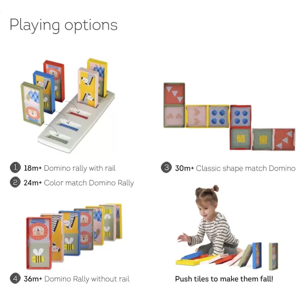 Taf Toys Train Dominoes Set Tile Board Game Domino Rally Games with Colorful XL Domino Blocks for Toddlers ampamp Kids 30 Months ampamp Up Learn to Count Match ampamp Name Colors Classic Domino PlayMy 1st Domino