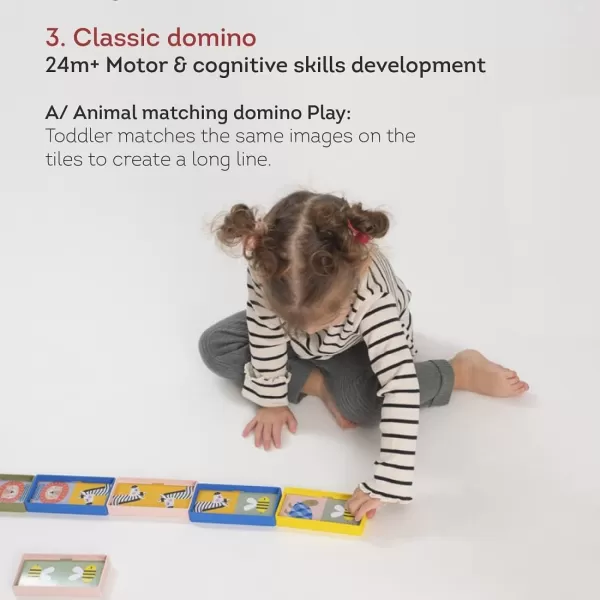 Taf Toys Train Dominoes Set Tile Board Game Domino Rally Games with Colorful XL Domino Blocks for Toddlers ampamp Kids 30 Months ampamp Up Learn to Count Match ampamp Name Colors Classic Domino PlayMy 1st Domino