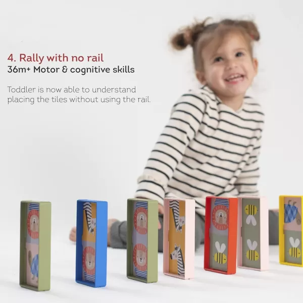 Taf Toys Train Dominoes Set Tile Board Game Domino Rally Games with Colorful XL Domino Blocks for Toddlers ampamp Kids 30 Months ampamp Up Learn to Count Match ampamp Name Colors Classic Domino PlayMy 1st Domino