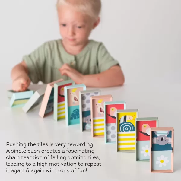 Taf Toys Train Dominoes Set Tile Board Game Domino Rally Games with Colorful XL Domino Blocks for Toddlers ampamp Kids 30 Months ampamp Up Learn to Count Match ampamp Name Colors Classic Domino PlayXl Domino