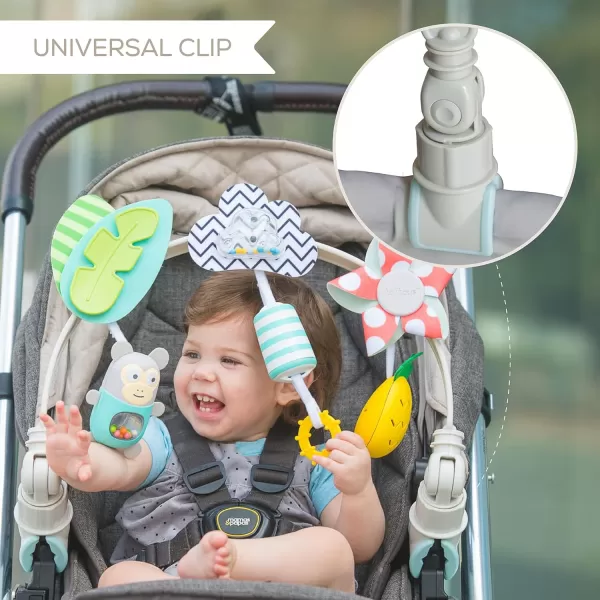 Taf Toys Tropical Orchestra Arch  Ideal for Infant ampamp Toddlers Fits Stroller ampamp Pram Activity Arch with Fascinating Toys Stimulates Babys Senses and Motor Skills Development Easier Outdoors
