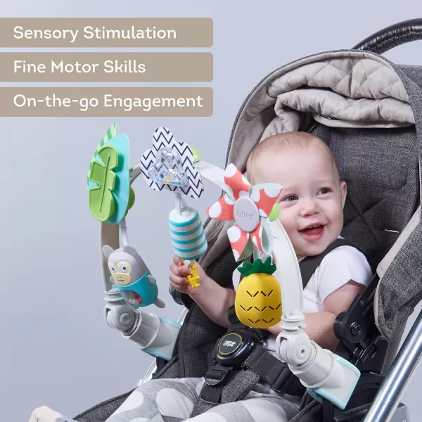 Taf Toys Tropical Orchestra Arch  Ideal for Infant ampamp Toddlers Fits Stroller ampamp Pram Activity Arch with Fascinating Toys Stimulates Babys Senses and Motor Skills Development Easier Outdoors