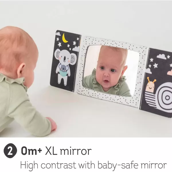Taf Toys Tummy Time Floor Mirror Book Toys for Babies High Contrast Activity Montessori Newborn Toys Black and White Baby Toys 0 3 6 12 Sensory Infant Toys 03 Months Newborn Essential for Tummy Time