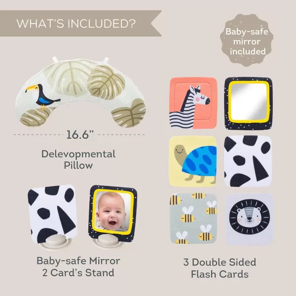 Taf Toys Tummy Time Set with Ergonomic Pillow DoubleSided High Contrast Black ampamp White Flash Cards ampamp Mirror Card Developmental Baby Play Mat Accessories ampamp Card Stands for Newborn Infant Tummy Time
