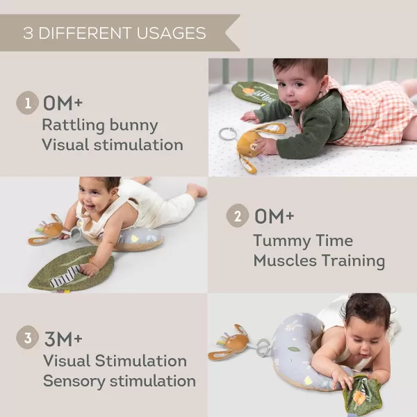 Taf Toys Tummy Time Training Set with Tummy Time Pillow 03 monthsRattle Bunny ampamp Crinckle Leaf Toys for 06 Months Development Newborn Baby Pillow Tumy Time Toys Sensory Toys Baby Toys 06 Months