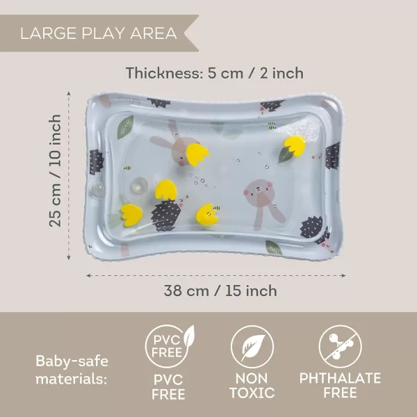 Taf Toys Tummy Time Water Mat for Babies  Stimulating Rabbit ampamp Hedgehog Tummy Time Sensory Mat with Water Fill  Baby Tummy Time Play Mat Water Mat for Babies Infant Toys