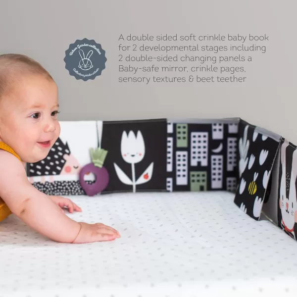 Taf Toys Urban Garden Soft Cloth Newborn Book Crinkle Baby Book High Contrast Sensory Toys Early Education Activity Toy Infant Tummy Time Toys MultiSensory Textures and a BabySafe Mirror