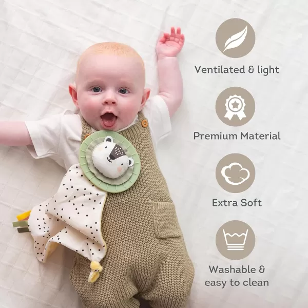 Taf Toys black ampamp white Soft Security Blanket with Mane Teether Baby Lovey Unisex Lovie Baby Gifts for Newborn Boys and Girls Snuggle Toy newborn Stuffed Animal Lion 16 Inch