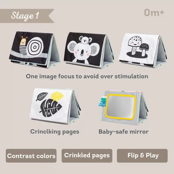 Tummy Time Toys High Contrast Baby Book Fun Interactive Crinkle Books for Babies with Baby Tummy Time Mirror ampamp Soft Koala Teether  Baby Tummy Time Book by Taf ToysKoala