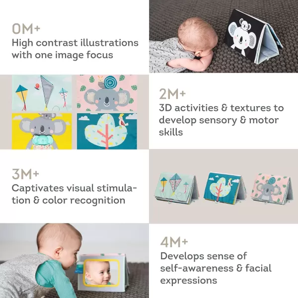 Tummy Time Toys High Contrast Baby Book Fun Interactive Crinkle Books for Babies with Baby Tummy Time Mirror ampamp Soft Koala Teether  Baby Tummy Time Book by Taf ToysKoala