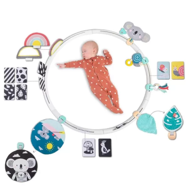 Taf Toys All Around Me Activity Hoop  Developmental Hoop Prefect for Newborns and up with 24 Developmental Activities Designed to Promote Babys Senses Motor Skills and Cognitive DevelopmentGreen