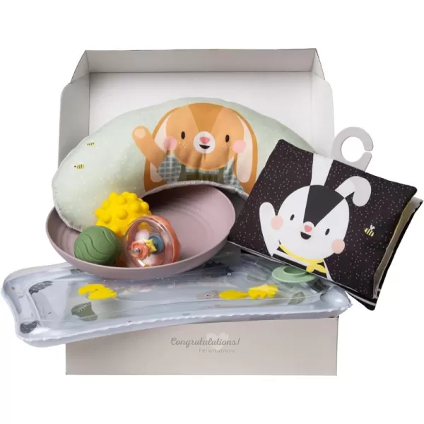 Taf Toys Baby Tummy Time Kit  High Contrast Black and White Crinkle Book Tummy Time Support Pillow Baby Activity Water Mat Sensory Balls Plate  Newborn Infant Tummy Time Sensory Toy Set 0 month