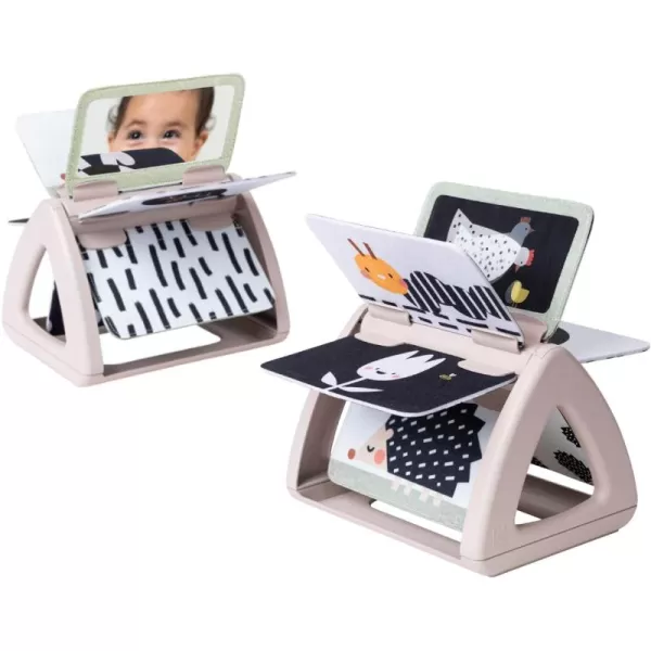 Taf Toys Black ampamp White Rattling Spinning Book High Contrast Newborn Baby Toy 06 612 Months with Mirror for Visual Stimulation Tummy Time ampamp Early Cognitive Development Montessori Learning Activity