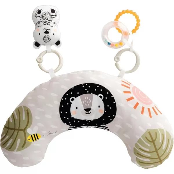 Taf Toys Ergonomic Tummy Time Pillow with Teether and Rattle  Soft and Supportive Baby Prop Pillow for Enhanced Motor Skills Development