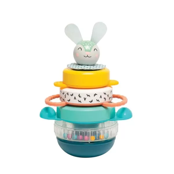 Taf Toys Hunny Bunny Baby Stacker  5 Pieces Captivating Stacker Rings and a Friendly Bunny Character  BPA Free Developmental Toddler Toy