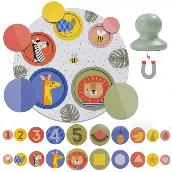Taf Toys Magnetic PeekABoo puzzle for toddlers 1 2 3 years Use magnets ampamp cards to learn Colors Numbers ampamp animals Fine Motor Cognitive Skill Toy  Encourage Handeye Coordination Preschool GiftMulticolored