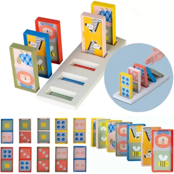 Taf Toys Train Dominoes Set Tile Board Game Domino Rally Games with Colorful XL Domino Blocks for Toddlers ampamp Kids 30 Months ampamp Up Learn to Count Match ampamp Name Colors Classic Domino PlayMy 1st Domino