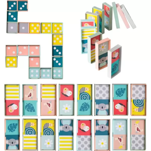 Taf Toys Train Dominoes Set Tile Board Game Domino Rally Games with Colorful XL Domino Blocks for Toddlers ampamp Kids 30 Months ampamp Up Learn to Count Match ampamp Name Colors Classic Domino PlayXl Domino