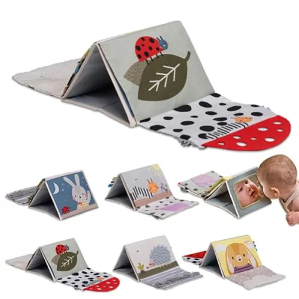 Taf Toys Tummy Time Sensory Book with Crinkle Pages ampamp Soft Textures High Contrast Patterns BabySafe Mirror for Newborns and Infants Tummy Time Toys for Babies 06 612 Months Boys Girls Baby Gift