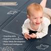 imageTaf Toys Foldable Soft Foam Baby Play Mat Waterproof Reversible Kids Play Mat for Floor Soft Foam Playmat Babies ampamp Toddlers Extra Large 591quot71quot DoubleSided Mat with FoldUp Sides  BlueBlue